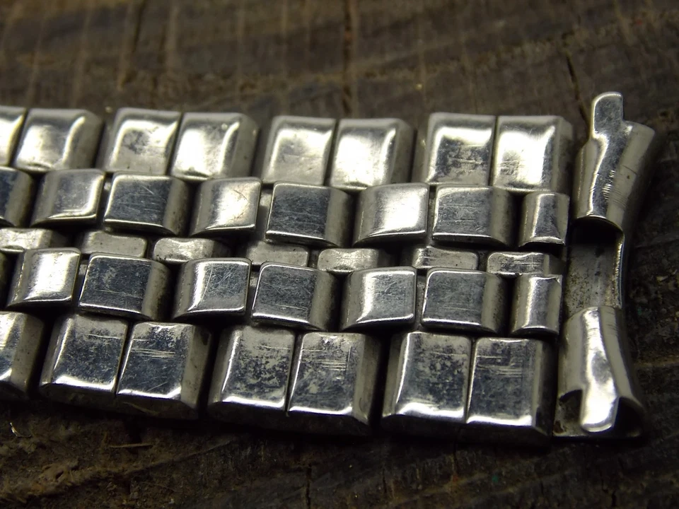 Correa de reloj Baldwin vintage usada cierre de despliegue acero inoxidable 17,5 mm Foto 3 de 4