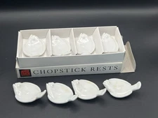 Set Of 8 (4 in box)  Joyce Chen Chopstick Rests White Fish