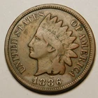 1886 Indian Head Cent Penny Type-2 VG-F  "Not Cleaned - Actual Coin Pictured"