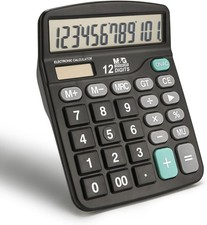 Desk Calculator 12 Digit Office Calculators with Large LCD Display, Dual Solar