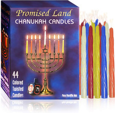 Premium Chanukah Candles (44 Count Box, Assorted Colors) - Enough Candles for 8