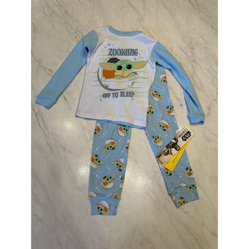 NWT new Star Wars pajama sz 5t blue white yoda boys mandalorian Disney Pants set - Picture 5 of 5