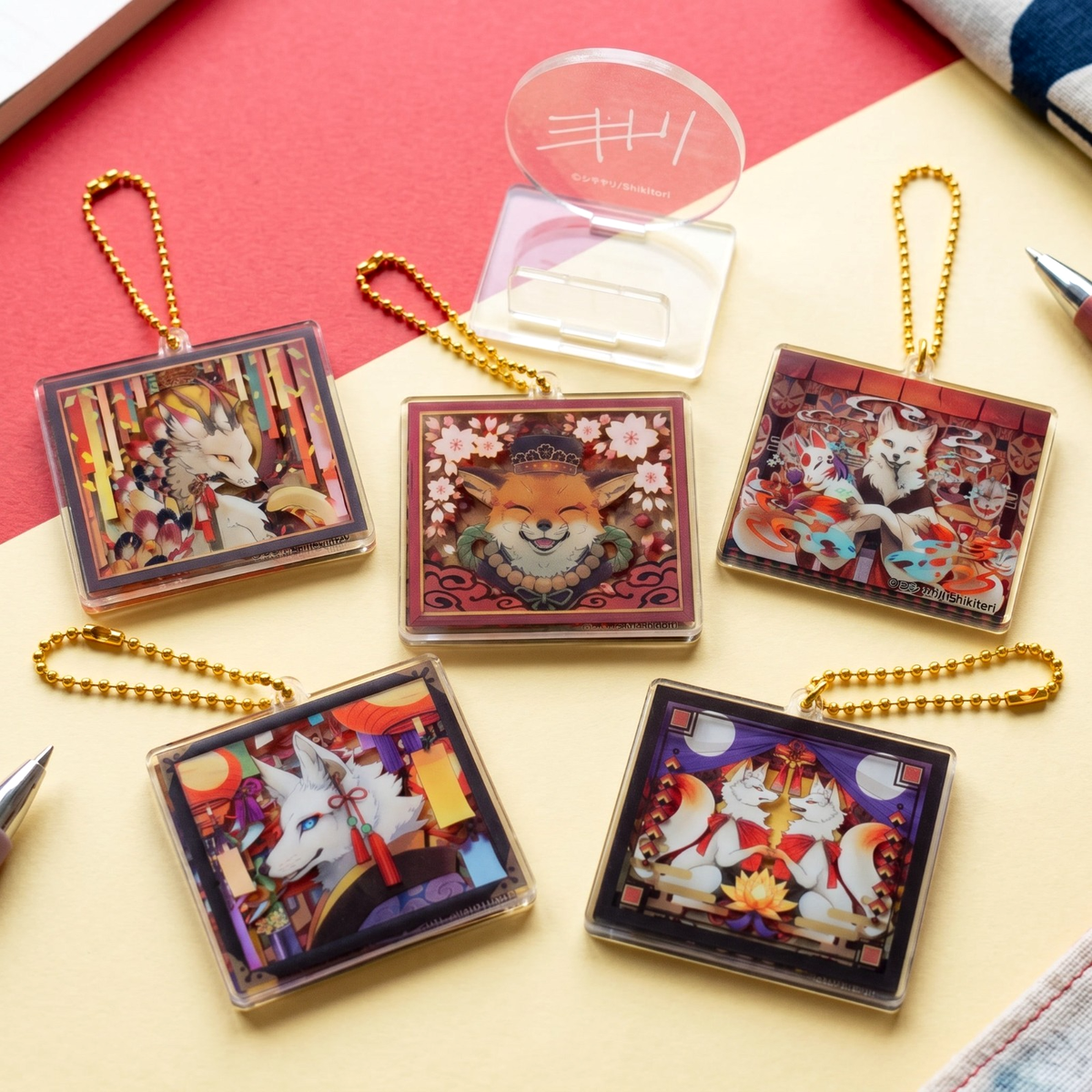 Sota Gashapon Fox Acrylic Layered Japan Keychain Charm 1 Random