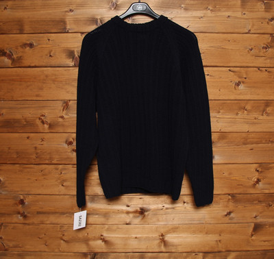 HERMES Strickpullover Gr. L Blau Vintage 100% Wolle, Langarm, Herren, Gebraucht