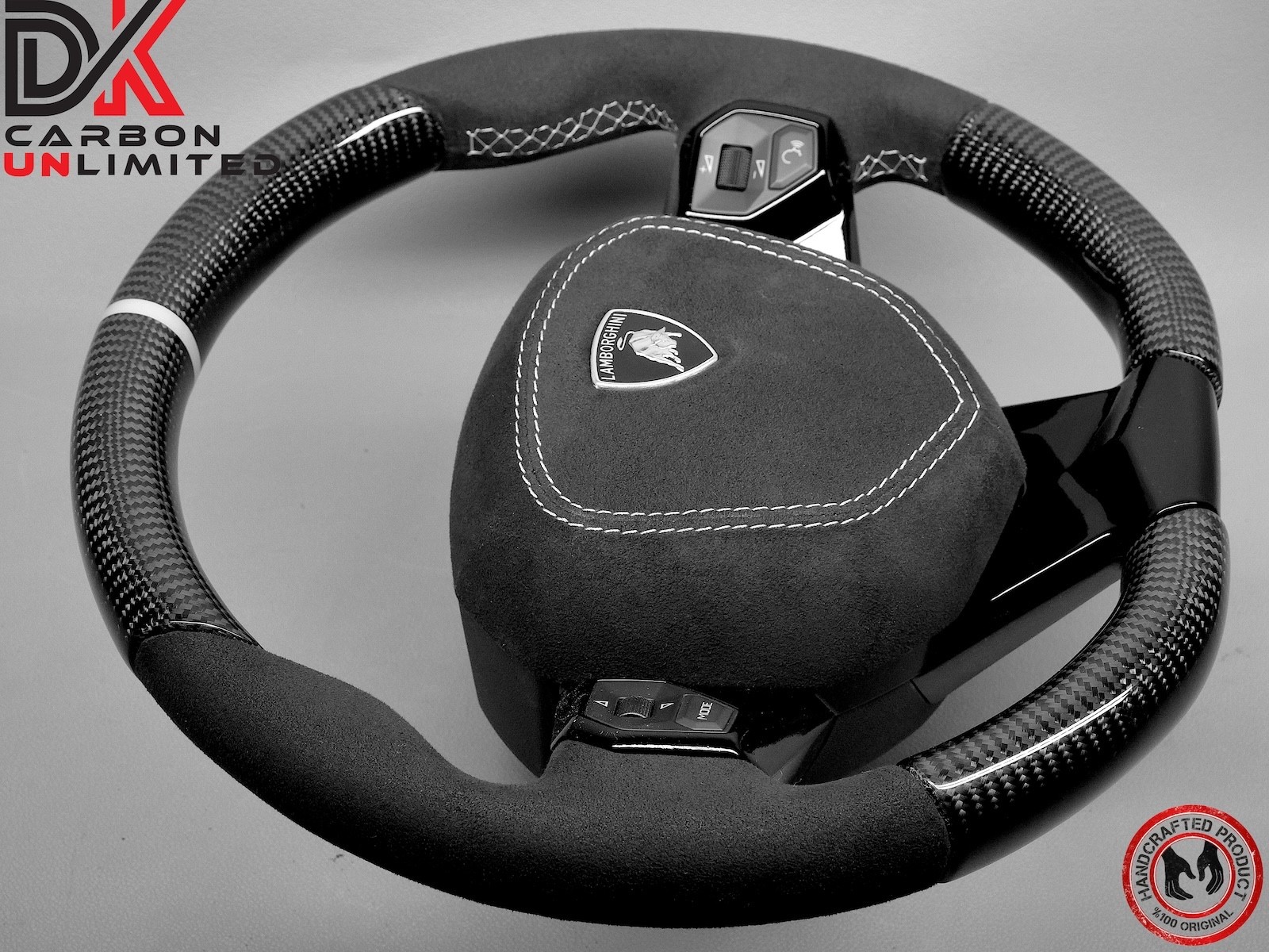 Lamborghini Aventador LP700 LP750 White Ring Alcantara Carbon Steering Wheel v4