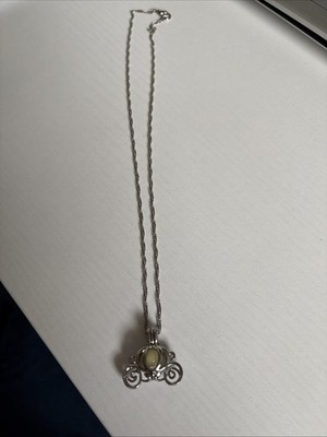 Cinderella s Pumpkin Carriage Silver Color Charm On 9  Chain