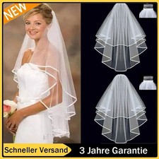DE Braut Haarschmuck Hochzeit Schleier mit Kamm Trauung Haarkamm Weiß