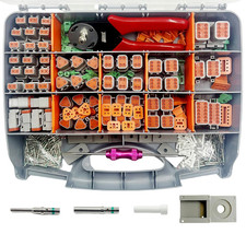 449 Pcs DT Deutsch Connector Kit,2 3 4 6 8 12 Pin Grey DT Connectors,With Crimpi