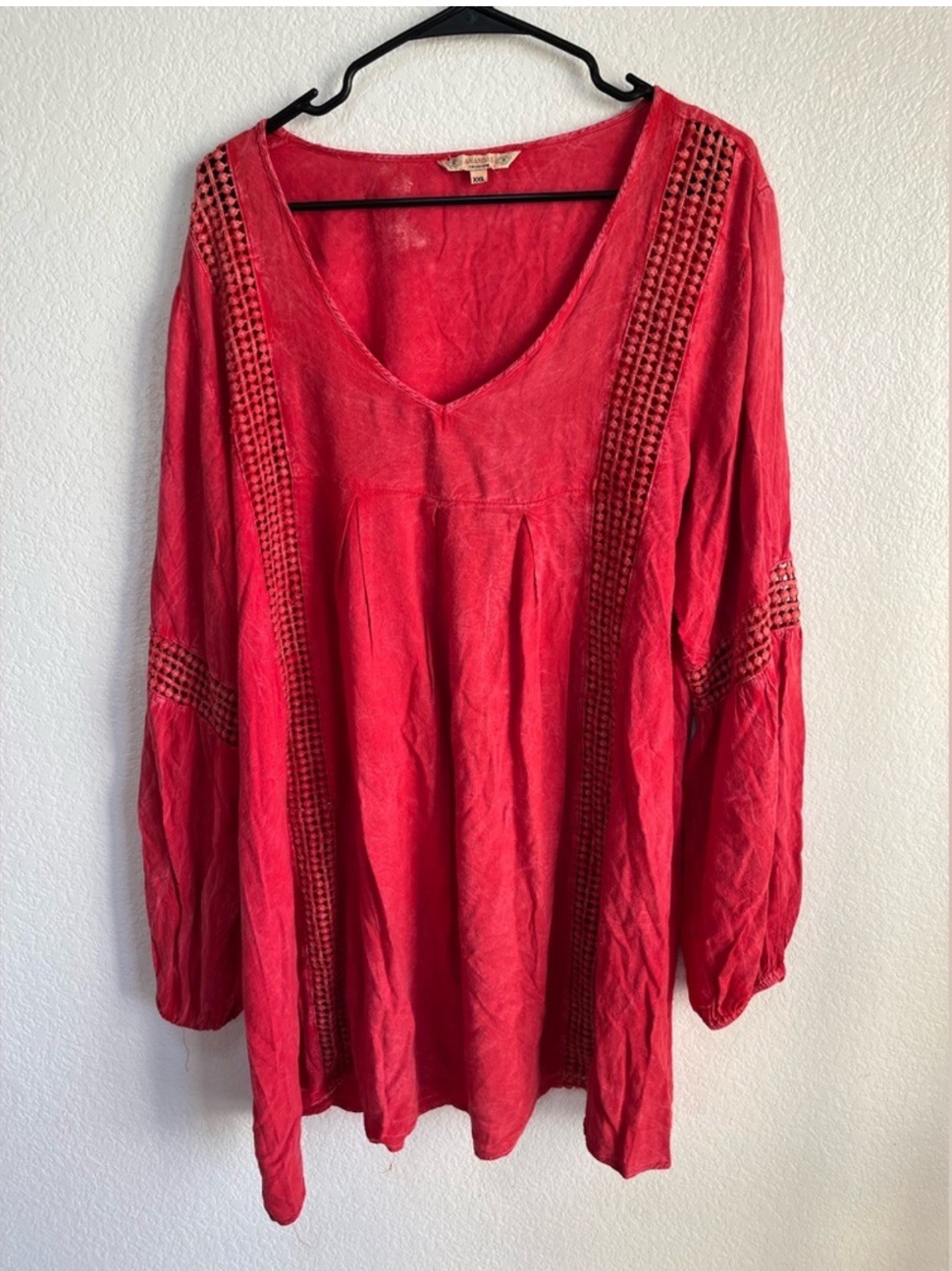 Anandas Collection Women's Ladies Blouse Top Shirt Tunic Red Size xxl stonewash