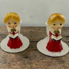 Vintage Brinn's Choir Boys Candle Holders Lot of 2 Christmas Red Robes Japan