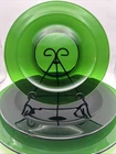 Vintage Forest Green Clear Glass Plates, Set of 3