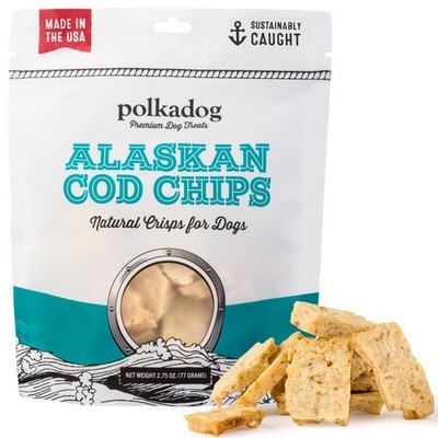 Polkadog Crunchy Alaskan Cod Chips   Single Ingredient Dog Treats, 100% Wild-...