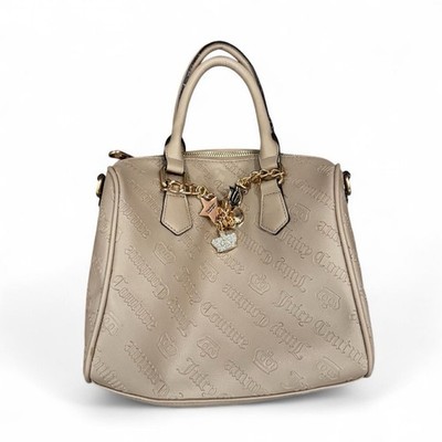 Juicy Couture Satchel Bag Cafe Cream Crossbody NWT Logo Embossed Purse