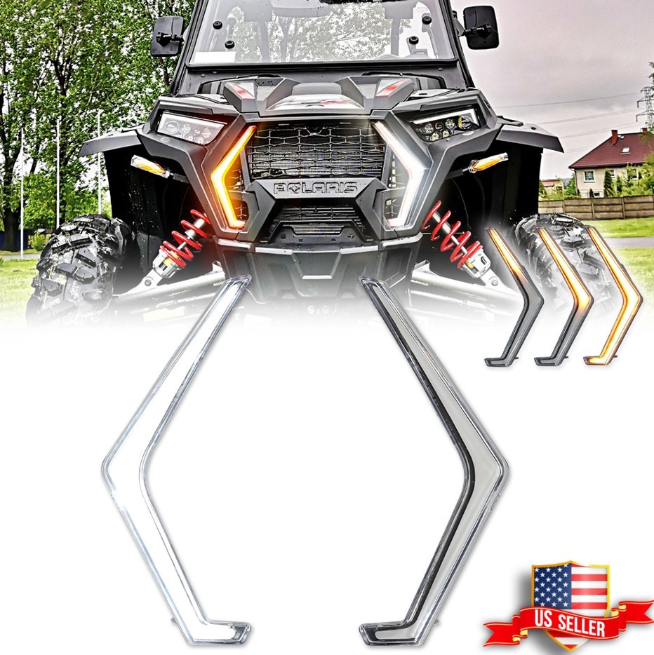 UTV Front LED Fang Accent Light Turn Signal For 19-23 Polaris RZR XP4 Turbo 1000