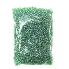 2mm glass seed beads green 3.2 oz