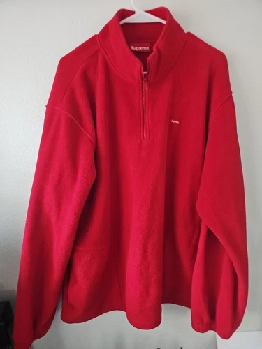 Pull polaire Supreme Polartec demi fermeture éclair petite boîte logo rouge 2019