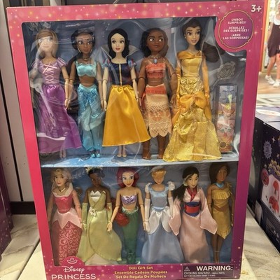 Disney Parks Princess Doll Gift Set of 11 Rapunzel Belle Ariel New In Box!