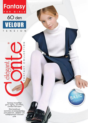 Conte Velour 60 Den - Fantasy Elegant Dense Matt Tights For Girls - 4yr. 6yr. 8y