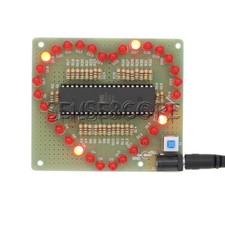 Love Heart Shaped LED Red Light Water Electronic Flashing Suite Gift DIY Kit-