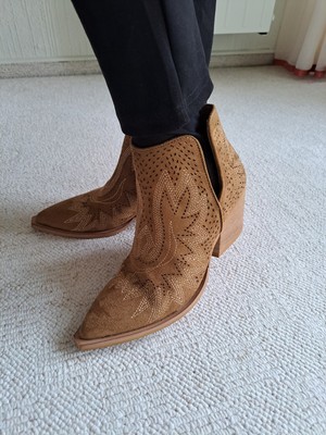 Neu !!! Bestickte Corina Cowboy Stiefeletten, beige, 37