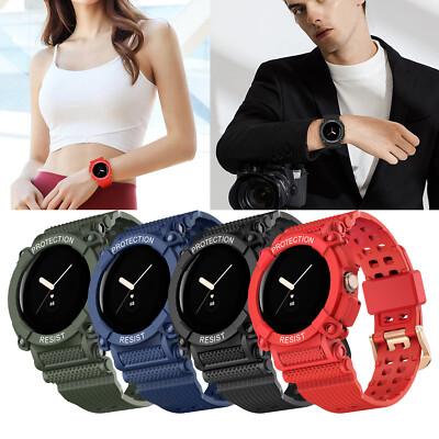 For Google Pixel Watch 2 Band Rugged Sports Watch Band Full Body Protective Case