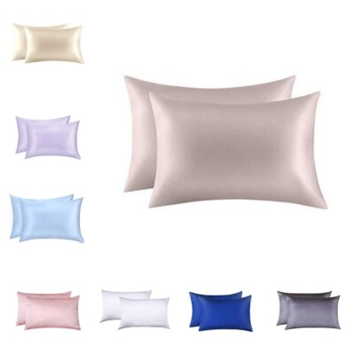 #ad 2 Pcs Set Luxurious 100% Mulberry Silk Pillowcases for Hairamp;Skin Super Soft $46.56
