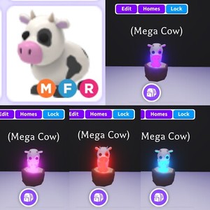 Roblox Adopt Me Mega Neon Fly Ride Cow Mfr Read Description Ebay - roblox adopt me pets pictures cow