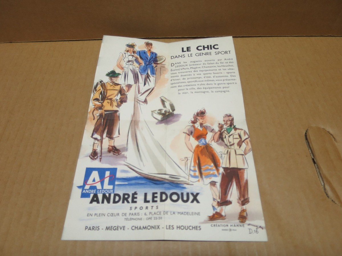 SPORT publicité illustrée vintage André LEDOUX Paris Megève 