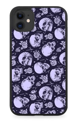 Grunge Motiv Gummi Handyhülle Motto Style Gothic Goth Totenköpfe Blumenmuster M740