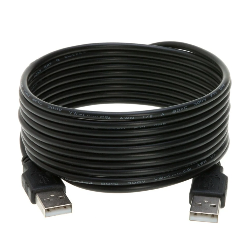 2-Pack – 15FT USB 2.0 Cable A-Male/A-Male High-Speed Data Transfer/Charging Cord - Image 2 of 4
