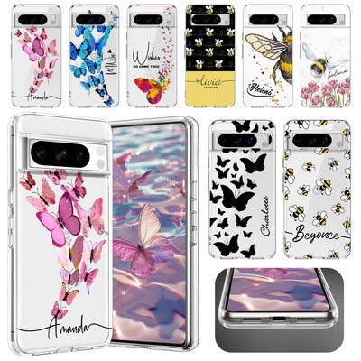 Personalised Name Phone Case Butterfly Cover For Google Pixel 9 8A 7 Pro 7A 6A 5