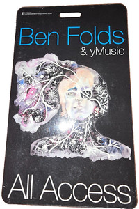Ben Folds & yMusic Tour All Access Laminate Backstage Pass