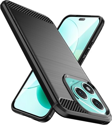 Für Honor 400 Lite Hülle Carbon Gel Handyhülle Ultra Slim Stoßfest Schwarz