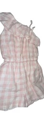 Hope & Henry Girls Romper Size 10 Pink Gingham Linen Blend