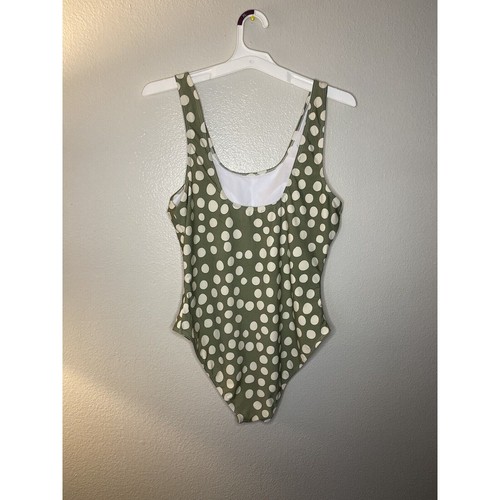 Real Essentials XL One Piece Bathing Suit Swimsuit Polkadot Pin Up Scoop Top - Picture 4 of 5