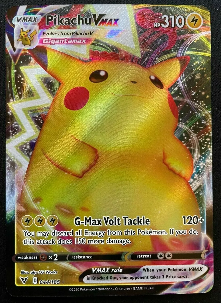 Pokemon Vmax Card Set - Pikachu VMAX 44/185 & Pikachu V 43/185 - Vivid  Voltage - Ultra Rare Card Lot