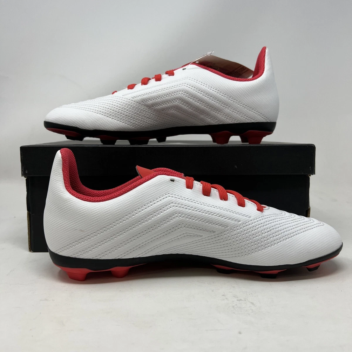 Adidas Predator 18.4 Fxg Boys size 6 White Red Black Lace Up
