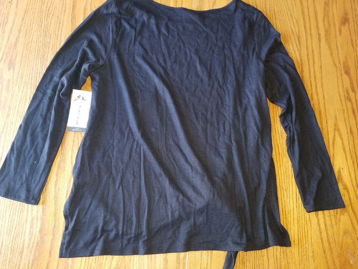 New Womens ZX Platinum Flow Knotted Top Shirt Black Sweater New Womens ZX Platinum Flow Knotted Top Shirt Black Sweater