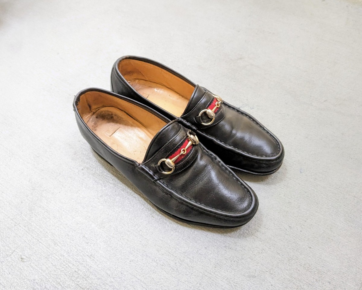 Gucci Horsebit Loafers Men Black Leather Dress Shoes Italy Slip
