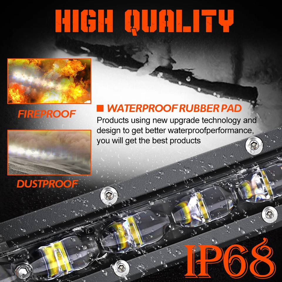 Barra de luz LED delgada curva 20/26/32/38/44/50 una fila conducción todoterreno ATV SUV Foto 4 de 4