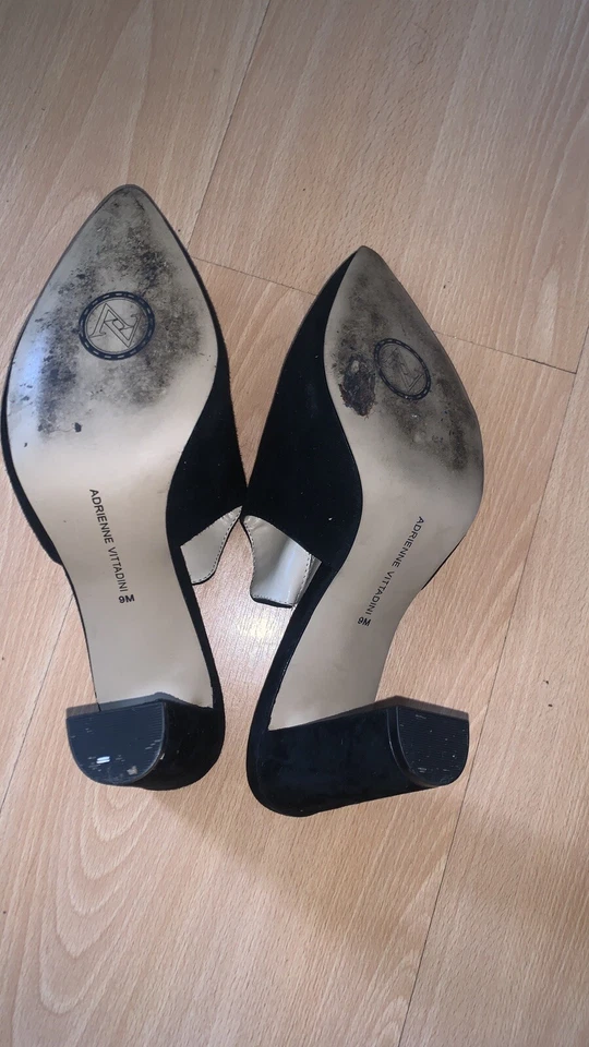 Adrienne Vitadini AV-Flory Mujer 9M Negro Gamuza Cuero Slides Planos. 0000000287 Foto 3 de 4