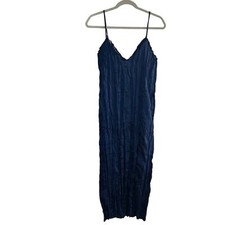 Zara Navy Blue Crinkle Midi Dress(Size Medium)
