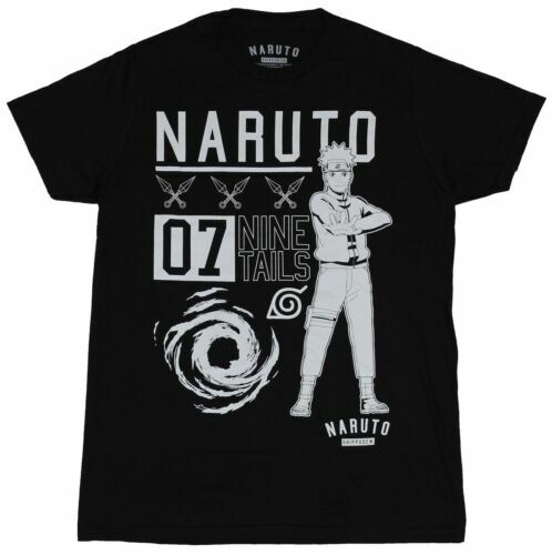 Naruto Shippuden Mens Small Black-White T-Shirt Nine Tails ...
