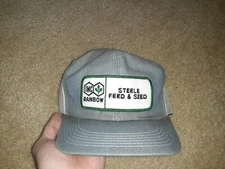 Vintage IMC Rainbow Steele Feed Seed Farm Patch Snapback Mesh White Stitch Hat 