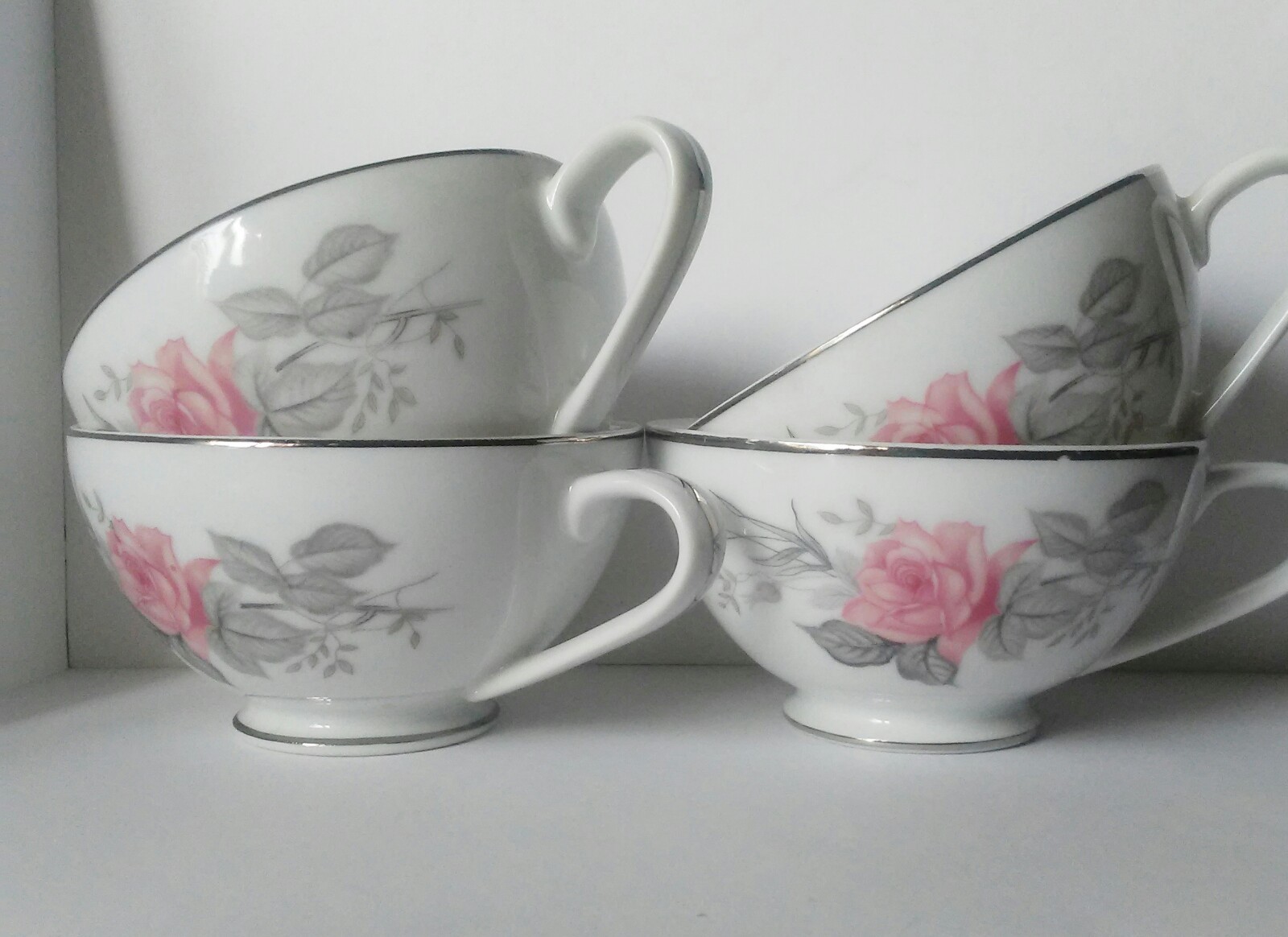 Set Of 4 Vintage Rose Bouquet Fine China Made In Japan Coffee Tea Cups ...