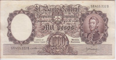 Argentina  P.274a Col531e 1,000 1000 1.000 Pesos Sig Ditaranto-Mazar Barnet VF
