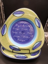 2 Triangle Shape 3 Sided Portugal Bowls Center Section W/ Writing