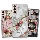 PERSONALIZED Name Floral Marble Print GEL CASE FOR SAMSUNG S22 S21 S20 Plus A73