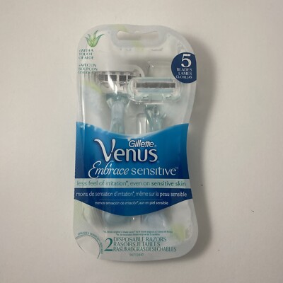 Gillette Venus Embrace Sensitive 5 blade  Disposable Razors 2 Pack NEW