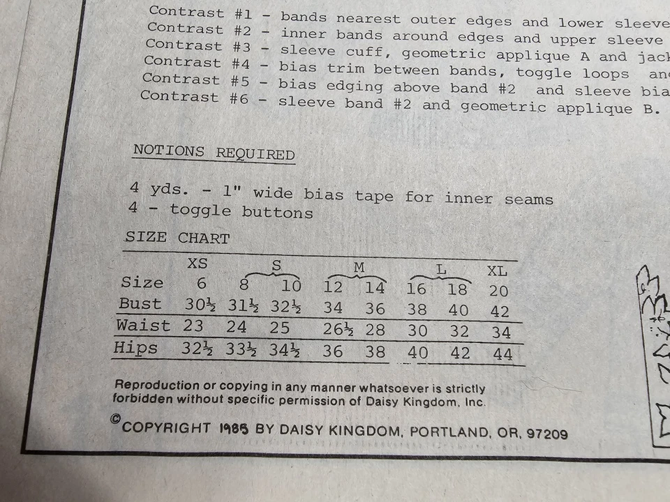 Daisy Kingdom Game Of Go Coat 100 XS-XLB: 29-42 VINTAGE 1985 UNUSED-QP4  - Image 4 of 4